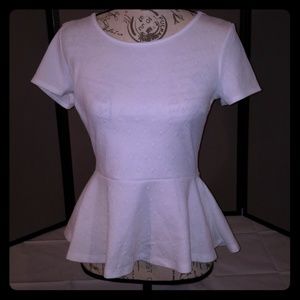 Forever 21 White Peplum Shirt Size Medium